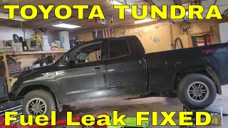 Toyota Tundra Fuel Leak Near Tank  Tank Removal  FIXED [upl. by Atilrahc487]