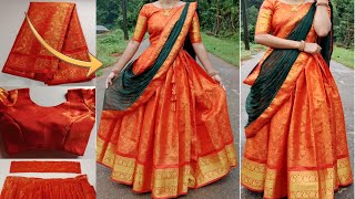 Pattu Lehenga cutting and stiching princes cut blouse lehenga choli cutting and stiching [upl. by Strander125]