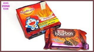 Bourbon Biscuit amp Sunfeast Biscuit doraemon gift daily Review [upl. by Nilerual]