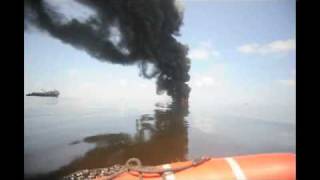 Controlled burn of BP Oil Spill in the Gulf of Mexico [upl. by Hgielhsa157]