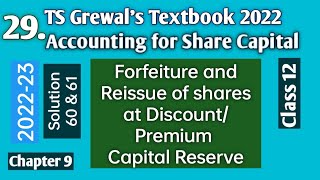 29 Forfeiture and Reissue of shares  TS Grewals Solutions 60 amp 61  Capital Reserve [upl. by Akimat555]