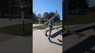 FS noseslide battle down hubba ledge Oconomowoc Wisconsin Skateparkoconomowoc skateboardingfun [upl. by Candi935]