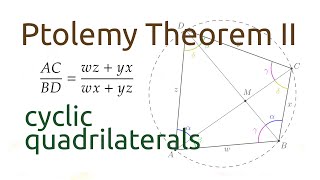 Ptolemys SECOND cyclic quadrilateral theorem [upl. by Leyes894]