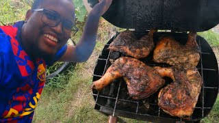 Making Pan JAMAICAN JERK CHICKEN amp COOK UP in GUYANA [upl. by Esidnac776]