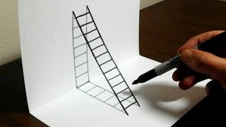 How to Draw a 3D Ladder  Trick Art For Kids [upl. by Algie]