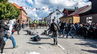 Police rides down protesters in Malmö Sweden Graphic content [upl. by Mochun]