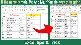 One Click in Excel to Add Mr or Ms Based on Gender [upl. by Coke]