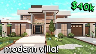 Fancy Modern Villa Bloxburg House Build 2 Story Exterior Tutorial [upl. by Latona]