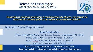 Defesa de Dissertação  Mestrado em Saúde  Romina Margarita [upl. by Annadiane]