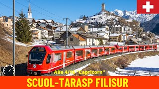 Winter Cab Ride ScuolTarasp  Filisur Rhaetian Railway Switzerland train drivers view in 4K [upl. by Ard919]