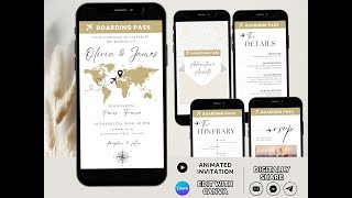 Boarding Pass Video Invitation Edit Tutorial for Destination  Travel Themed Events [upl. by Ennaitsirhc]