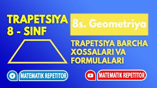 5 Trapetsiya va uning xossalari Geometriya 8 sinf [upl. by Paryavi]