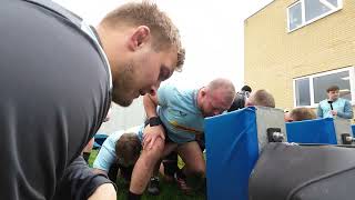 The Harlequins training with the Silver Fern Scrum Machine [upl. by Nauqe]