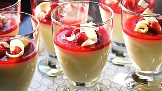 Recette Panna Cotta aux framboises et Chocolat Blanc [upl. by Solley536]