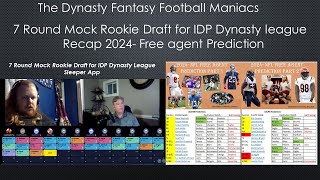 7 Round Mock Rookie Draft for IDP Dynasty league  Recap 2024 Free agent Prediction [upl. by Anhoj]