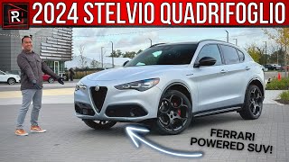 The 2024 Alfa Romeo Stelvio Quadrifoglio Is A Ferrari Powered Italian Super SUV [upl. by Emoraj]