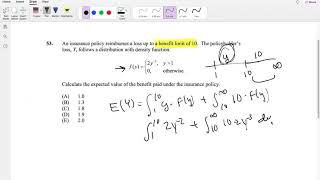 SOA Exam P Question 53  Expected Value of Payment with Maximum Benefit [upl. by Euqenimod]