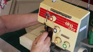 How to Thread and Sew on an Overlocker  Serger  Demonstrated on Elna L4 [upl. by Ajroj]