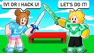 I Found A Fake Hacker So I 1v1d Her Roblox Bedwars [upl. by Ydal756]