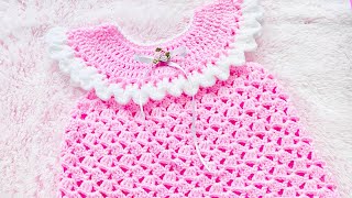 How to crochet a cute little summer dress for baby girls from 012 months by Crochet for Baby [upl. by Becka]