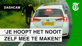 Geflipte bumperklever stopt op snelweg  DASHCAM 128 [upl. by Gass]