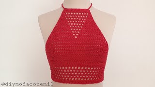 Como tejer Top Halter a crochet paso a paso [upl. by Ymirej]