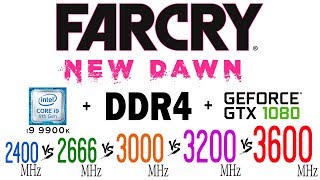 Far Cry New Dawn on i9 9900k  DDR4 2400 MHz 2666 MHz 3000 MHz 3200 MHz 3600 MHz [upl. by Ciel957]