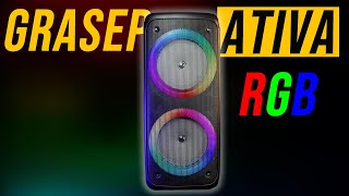 Caixa De Som Ativa Amplificada Grasep Bluetooth RGB  TioChicoShop [upl. by Nosiddam]