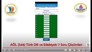 AÖL 547 Türk Dili ve Edebiyatı 7 Dersi 201819  1 Dönem Soru Çözümleri [upl. by Lezlie]