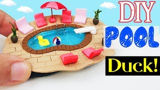 HOW TO MAKE MINIATURE Swimming Pool SUMMER diy craft polymer clay epoxy resin tutorial [upl. by Selmner]