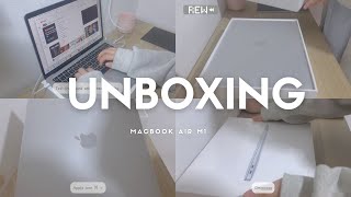 Unboxing MacBook Air M1 in 2024 with me 💻 [upl. by Barbuto]