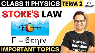 Stokes Law Class 11 Physics Derivation Term 2 Important Topics  Mechanical Properties of Fluids [upl. by Atiuqin]