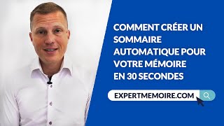 Comment créer un sommaire automatique pour votre mémoire en 30 secondes [upl. by Loram]