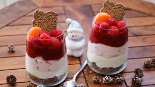 Dessert im Glas mit Spekulatius amp Himbeeren  Weihnacht Rezept so lecker amp einfach [upl. by Alleusnoc]