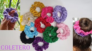 Como Hacer Coletero  Scrunchie Tejido a Crochet [upl. by Rozina]