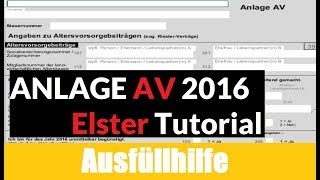 Anlage AV Elster  Elster Tutoria l Steuererklärung selber machen [upl. by Anaicul759]