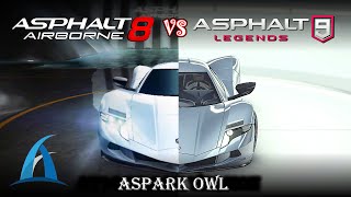 Aspark Owl Asphalt 8 vs Asphalt 9 [upl. by Lorianne]