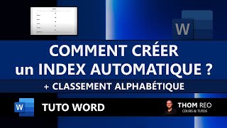 Comment CRÉER un INDEX avec Microsoft WORD   Tutoriel bureautique [upl. by Gerg949]