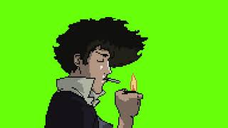 SPIKE SPIEGEL COWBOY BEBOP WHATEVER HAPPENS HAPPENS ANIMATED PIXELATED GREEN SCREEN CHROMA KEY [upl. by Taber537]