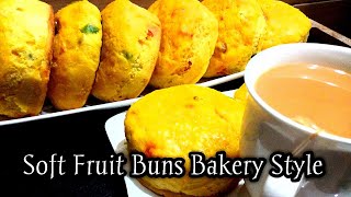 Tutti Frutti Buns Recipe Bakery Style Fruit Buns  how to make fruit buns [upl. by Lockwood339]