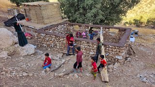 The process of building a house with mud and stone and preparing for roof timberingIRAN2023 [upl. by Ayerf]