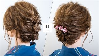 【夏祭り・花火大会を彩る浴衣の髪型】ミディアムボブ ヘアアレンジ [upl. by Monteria247]