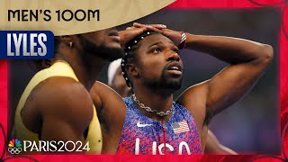 Noah Lyles pulls off UNBELIEVABLE 100m win by tightest of margins  Paris Olympics  NBC Sports [upl. by Charla]