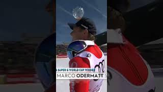 Marco Odermatt celebrates his super G globe in style What a champion fis ski fisalpine [upl. by Dorisa]