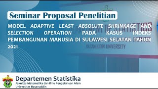 MODEL ADAPTIVE LEAST ABSOLUTE SHRINKAGE AND SELECTION OPERATION KASUS INDEKS PEMBANGUNAN MANUSIA [upl. by Sanez771]