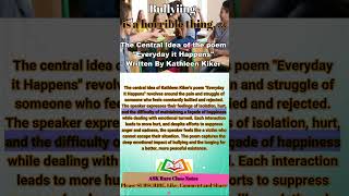 The Central Idea of the poem quotEveryday it Happensquot Written by Kathleen Kiker centralidea Kathleen [upl. by Lekkim]