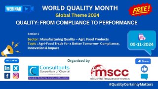 Webinar on Manufacturing  Food Dairy amp Agri Products Sector  05112024 [upl. by Illene]