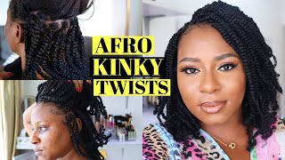 AFRO KINKY TWIST BRAIDS  NATURAL PROTECTIVE HAIRSTYLE FOR BLACK WOMEN  VLOGMAS [upl. by Nahtannhoj391]