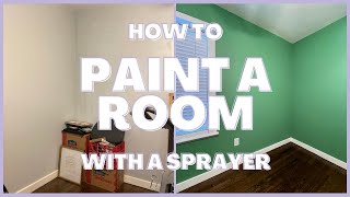 How To Spray Walls with a Paint Sprayer Painting our Home Office in 1 hour [upl. by Aitekram528]