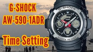 GShock AW590 Time Setting instructions  Watch Repair Channel [upl. by Ettegroeg]